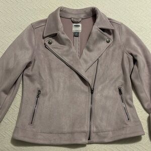 Old navy big girls size XL/14 purple suede like moto jacket zip snap NWOT wow!